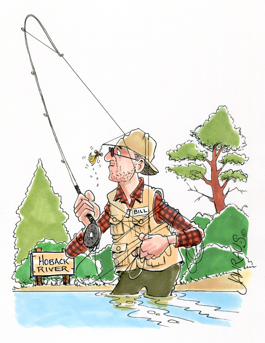 Fly Fisherman Cartoon (Nice Cast)