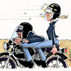 Motorcycling Couple Cartoon | Funny Gift for Motorcyling Couple