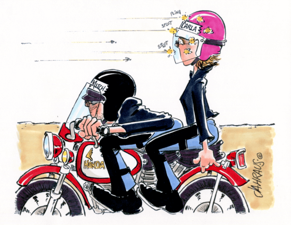 motorcycling couple cartoon 2