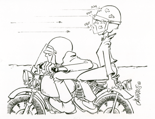 motorcycling couple cartoon 3